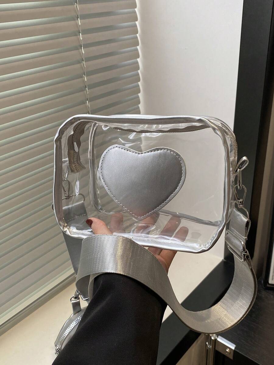 2pcs Transparent Bag Set With Coin Purse, Waterproof Clear Mini Square Bag, PVC Crossbody Bag With Large Capacity For 2026