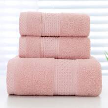 Bộ 3 món 100% cotton, gồm 2 khăn tắm + 1 khăn tắm lớn, thấm hút tốt và thân thiện với da, đồ dùng phòng tắm dành cho người lớn, thoáng khí, mềm mại, không xơ vải, đồ dùng khách sạn. - Nhiều màu - Xem 8