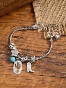 1pc Western Cowboy Style Beaded Bracelet, Multi-Element Hollow-Out Oil Drop Jewelry - Bracelet - View 5