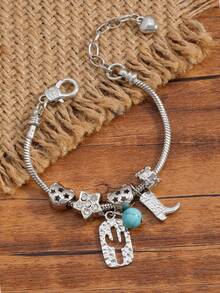 1pc Western Cowboy Style Beaded Bracelet, Multi-Element Hollow-Out Oil Drop Jewelry - Bracelet - View 6