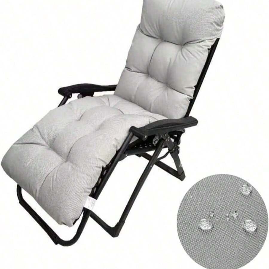 Waterproof And Sun-Proof Garden One-Piece High-Back Chair Cushion, Foldable Patio Chair Cushion - Light Grey - View 1