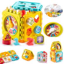 Juguete Niños Didáctico Educativo 6en1 Cubo Actividades Bebé,Bloques de construcción numéricos de cubo de seis caras educativos para niños - Juguete de educación temprana para bebés de 0 a 3 años - Amarillo - Ver 2