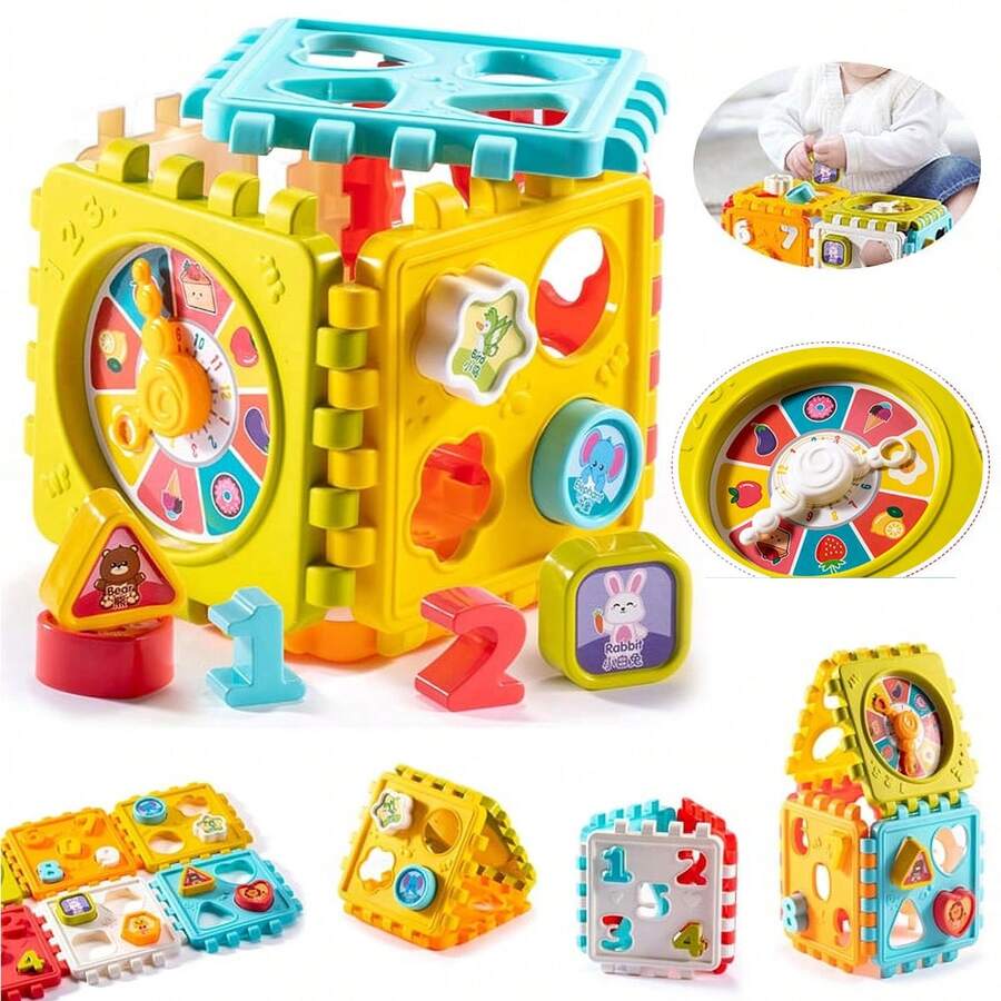 Juguete Niños Didáctico Educativo 6en1 Cubo Actividades Bebé,Bloques de construcción numéricos de cubo de seis caras educativos para niños - Juguete de educación temprana para bebés de 0 a 3 años