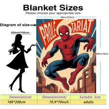 This Is A Marvel Spider-Man Themed Flannel Blanket, With Multiple Spider-Man Images And Web Elements Densely Arranged, Creating A Strong Visual Impact. The Main Color Scheme Is Red, Blue, And White, And It Has The Features Of Warmth And Softness, Suitable For Use As A Sofa Throw, Nap Blanket, Or Bedding Decoration. - Mustard Yellow - View 14