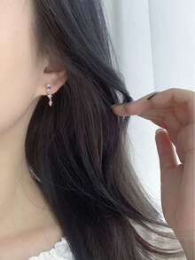 1 Pair S925 Sterling Silver Geometric Stud Earrings, Minimalist Elegant Elegant Fashion Versatile Small Earrings For Women - Irregular 1 - View 4