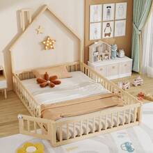Kids Bed Frames, Headboards & Footboards - Natural + Pine + 140cm*200cm - View 2