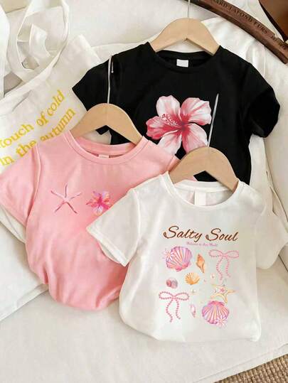 Bộ 3 món áo ngắn tay in hình hoạt hình cho trẻ nhỏ