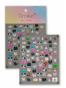 1 Sheet Cute & Healing Nail Art Stickers, Featuring Adorable Animals Like Cats, Rabbits, Pandas, Frogs, Puppies, Paired With Sweet Elements Like Cherries, Flowers, Bows, Gift Boxes, Cakes, Bottles, Suitable For Daily, Date, Party And Summer Outfits Manicure - Multicolor - View 9
