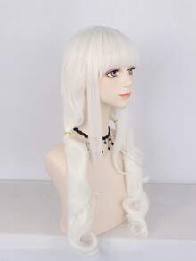这款长款白色波浪假发，带有蓬松刘海和双马尾，采用优质耐热合成纤维制成，发尾柔软蓬松，自然白色，适合女性、哥特萝莉、动漫角色、节日、主题活动、角色扮演、摄影和日常时尚等场合。 - 彩色 - 查看 6
