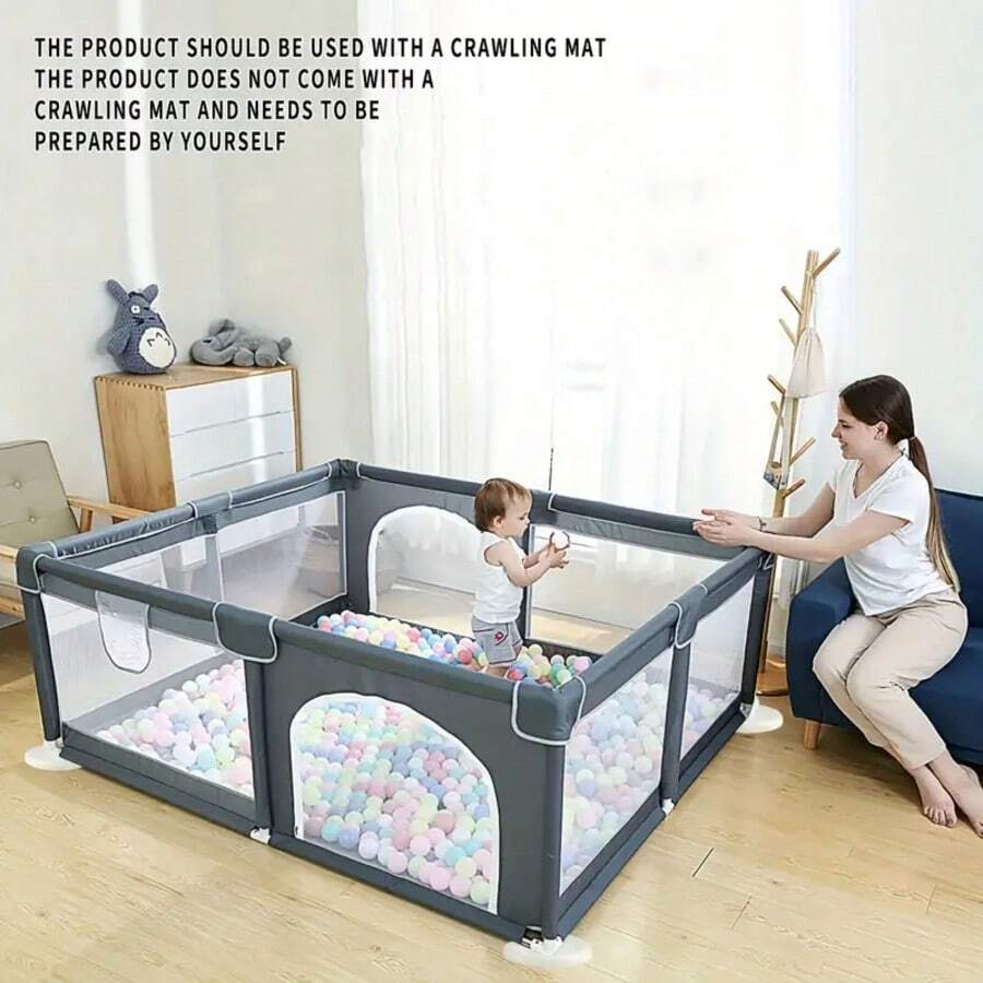 Barandales de para niños, tienda pequeña para juegos, cerca integrada para gatear, valla para aprender a caminar, tapete de escalada para el hogar. - Gris - Ver 1