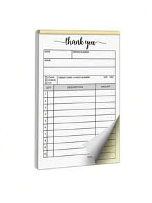 2-Ply White & Yellow Carbonless Receipt Book, Small Business Invoice Pad, Order Receipt Book, Commercial Invoice Book, School Supplies, Back To School Season - Multicolor - View 10