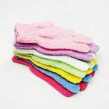 Bath Scrub Gloves, Five-Finger Scrub Towel, Exfoliating Bath And Body Scrubber, Exfoliating And Back Scrubbing Tool - 彩色 - 查看 8