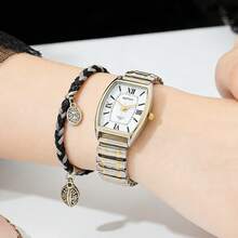 XAPWV Casual Elastic Couple Watches, Quartz Barrel-Shaped Roman Numeral Minimalist Fashion Wristwatches For Men And Women - Multicolor - View 11