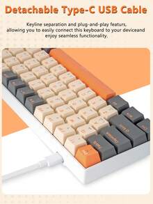 Teclado para portátil pequeño con cable compacto 60% Magegee 61 teclas y retroiluminación RGB para Windows portátiles y players - Ver 10