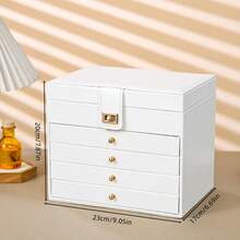 SONGMICS 6-Tier Jewelry Box With 5 Drawers, Large Capacity Storage, With Mirror, Lockable, Jewelry Organizer, Gift For Loved Ones, Can Store Earrings, Rings, Necklaces, Watches, White, Black, Grey ,Room Decor - Multicolor - View 11