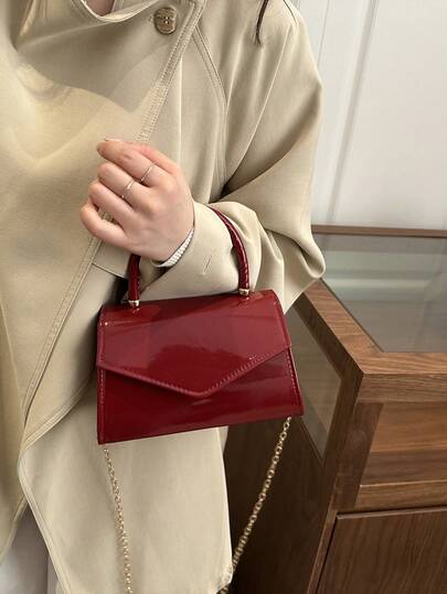 Nuevo bolso de mano con estilo coreano simple y lacado, bolso de hombro para mujer, bolso cuadrado pequeño, bolso bandolera