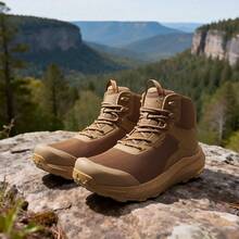 Botas de trabajo tácticas militares para hombre Botas de combate de cuero para motocicleta - Caqui - Ver 1