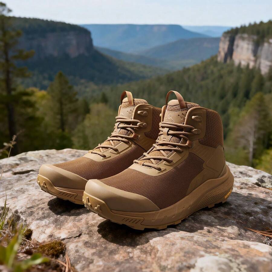 Botas de trabajo tácticas militares para hombre Botas de combate de cuero para motocicleta - Caqui - Ver 1