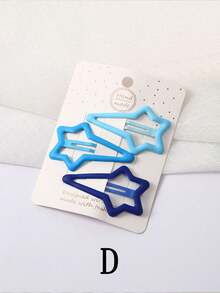 DIYPLUS 15件套哑光粉色发夹：心形和星形渐变发夹，可爱侧刘海夹，适合女性日常佩戴和情人节礼物（另有3件套出售） - 藍色 - 查看 4