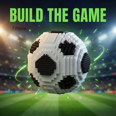 735pcs 3D Football Building Block Construction Set, Creative DIY Building Block Toys, Suitable For Sports Enthusiasts' Birthday Gifts And Desktop Decoration