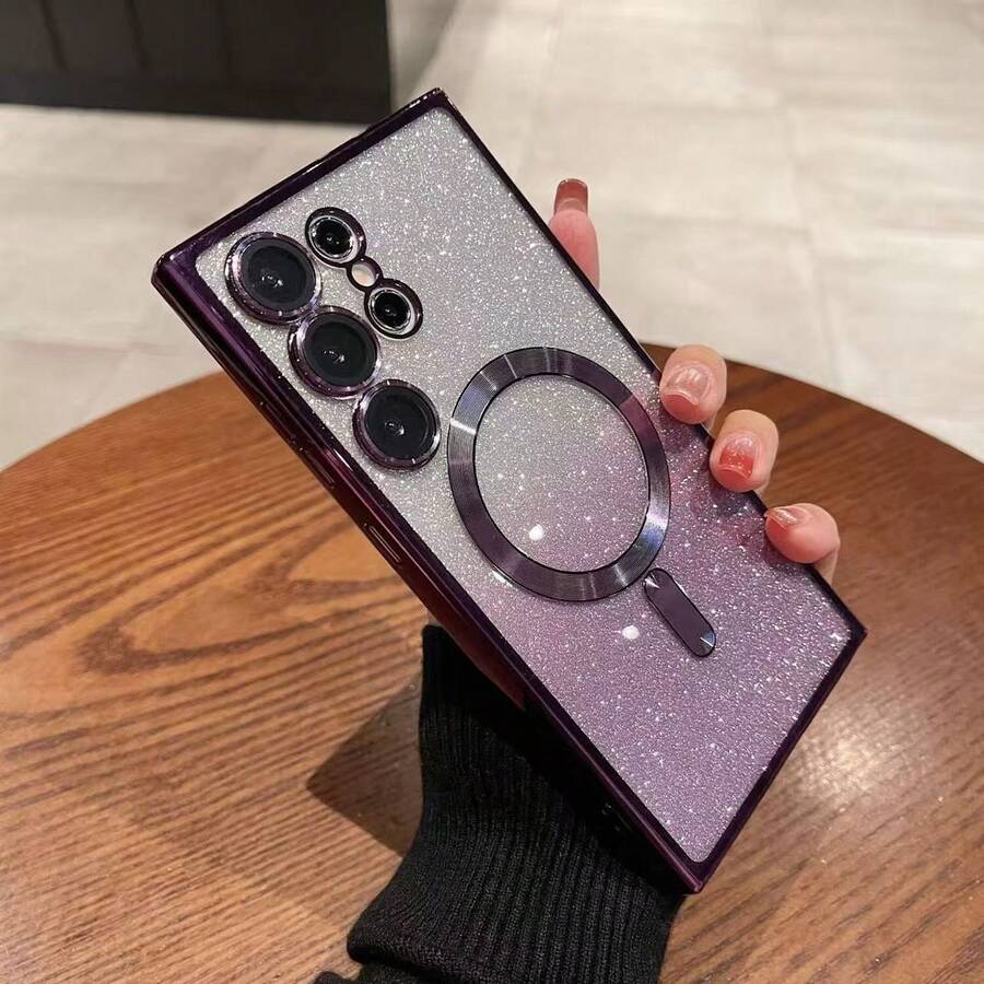 适用于三星 Galaxy S26 Ultra S24 S23 S22 S25 Ultra Plus S25 FE 的奢华闪亮磁吸 MagSafe 无线充电保护壳，TPU 手机壳也适用于 A05 A15 A35 A25 A14 A17 A24 A34 A54 A26 A36 A16 A06 A25 5G，适合作为送给男朋友/女朋友的礼物
