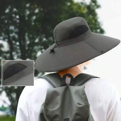 Chapéu De Proteção Solar De Verão Pesca Caminhada Anti-UV  De Pescoço Panamá Masculino, Grande 15cm/60% de Sombra, Chapéu Unissex para Esportes ao Ar Livre e Praia , Viseira Larga Respirável