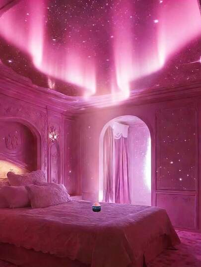 1PC Aurora Projector With LED Night Light, Featuring USB Interface - Variable Color, Romantic Starry Sky Projection Lamp, Suitable For Bedrooms, Modern Design, Remote Control Weddings And Unique Festival Decorations.