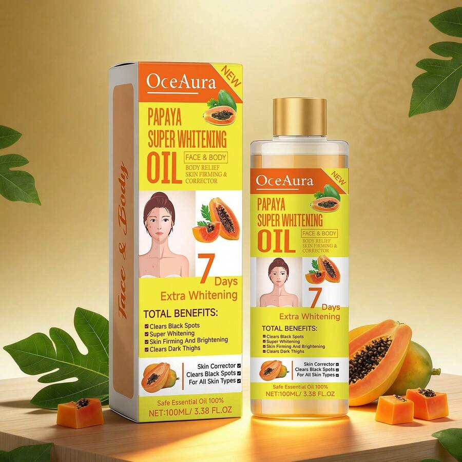 Papaya Radiance Boosting Face & Body Oil, 7-Day Glow Lightweight Non-Greasy Moisturizing Oil With Natural Plant Extracts, 100ml - PAPAYA - 查看 1