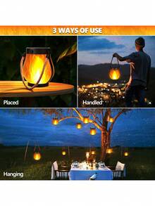 2pcs/1pc Solar USB Dual Power Flame Lamp, Waterproof Flickering Bulb String Lights For Home & Outdoor Decor, Warm White Flame Effect LED Strip - IP44 Rated - Flame - View 3