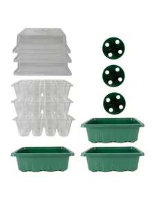 3/1 套育苗盘，多功能园艺种植盆，长方形通风多肉植物育苗盒，带种植工具和底座，迷你温室，用于种子发芽和栽培 - 育苗盒 - 查看 5