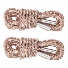 2pcs 100cm Crystal Rhinestone Shoelaces, Fashion DIY Glitter Shoelaces, Crystal Cap Drawstring, Shoe Accessories Decoration - White - View 11