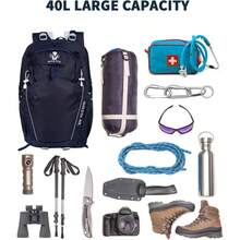 Hiking Backpack 40L Lightweight Waterproof Daypack Men Women Outdoor Camping Mountaineering Trekking Travel Bag - Grey - View 7