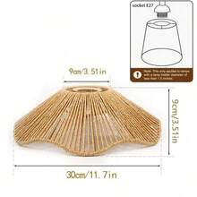 1个波西米亚风格藤编吊灯灯罩 - 手工编织现代藤编吊灯灯罩 - 农舍风格吸顶吊灯罩，优雅的编织纸绳，别致的装饰照明，适合办公室或家居，营造氛围的现代吊灯艺术设计 - 麻繩燈罩 - 查看 20