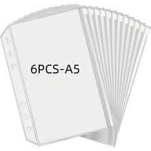 12pcs A5/A6 Binder Pockets, 6 Hole Budget Cash Envelopes For Budgeting, Clear Zipper Folders Planner Inserts Loose Leaf Bags Binder, Waterproof PVC Document Pouch Filing, Back To School Season - Sets - View 12