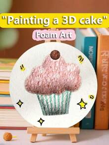 20件套木浆海绵绘画套装，3D圆形水溶性压缩木浆海绵，泡沫纹理纸，DIY手工玩具（10块木浆海绵，5个滴管，5支画笔） - 套裝 - 查看 2