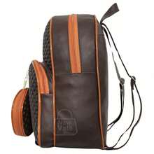 Women's Backpack, Reinforced Small Backpack With Beautiful Exclusive Coin Purse + Pompom Keychain - Coffee Brown - View 3