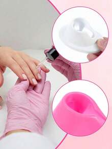 3件套/1件美甲托盘，美甲支架套装，美甲印花架，美甲练习手部调色盘，预涂美甲支架，美甲展示架，家庭美甲沙龙入门套装。适用于美甲沙龙、家庭和学校。（粉色，白色） - 彩色 - 查看 4