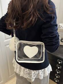 2-In-1 Transparent Bag Set With Coin Purse, Waterproof PVC Mini Square Bag, In 2026, Versatile Large Capacity Crossbody Bag - White - View 9