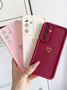 3pcs Gradient Frame Phone Case With Dopamine Pattern, Matte Finish, Soft Protective Cover Compatible With IPhone 12/13/14/15/16/17 Pro Max, Minimalist Design, Cute Cartoon Style, Perfect Protection For Your Phone - Burgundy + Pink + White - View 2