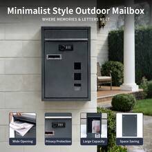Piorlado Wall Mailbox Code Lock Letterbox Postbox Pillar Letter Mail Post Box Easy Assembly 21.49x8.99x32 Cm Charcoal Grey Large Capacity - A - 查看 4