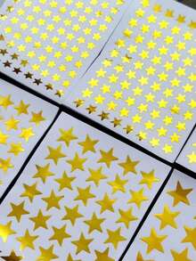 10pcs Star Stickers, Self-Adhesive Star Stickers, Student Reward Stickers, For Teachers, Students, Scrapbooking, DIY Cards, Small Gold Stars (0.8-1.6cm Diameter) - Multicolor - View 6
