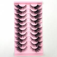 5D Faux Mink False Eyelashes 10 Pairs, Fluffy Soft Crisscross Style, Natural Extension Thick Voluminous Daily Lashes - Black - View 7