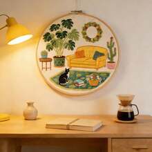1 Set Diy Hand Embroidery Supplies Animal Cat Theme Embroidery Decorative Painting, Color Random Wind Around Organizer Included - Multicolor - View 28