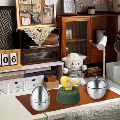 1 chiếc đồng hồ bấm giờ nhà bếp dễ thương, đồng hồ đếm ngược cơ học, 60 phút, hình động vật, trứng, trái cây, giúp quản lý thời gian, làm bánh vui vẻ, luộc trứng.