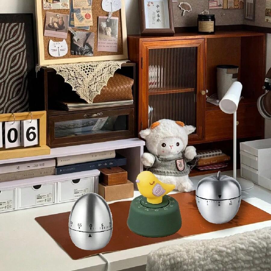1pc Cute Kitchen Timer, Mechanical Countdown Timer, 60 Minutes, Animal, Egg, Fruit Shaped, Time Management, Baking Fun, Boiling Eggs - Multicolor - View 1