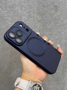 VRNOEI 奢華超啞光金屬光澤磁吸無線充電手機殼，相容 iPhone 16 15 13 14 11 12 17 Pro Max 和 17Air 16 14 15 Plus，附鏡頭保護，防刮防震超薄軟背殼 - 深藍色 - 查看 4