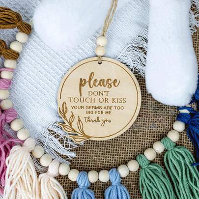 Protect Our Newborn Wooden Sign - Do Not Touch Or Kiss, Baby Safety Notice For Nursery Door, Baby Shower Gift,Newborn Keepsake,Nursery Decor Keepsake