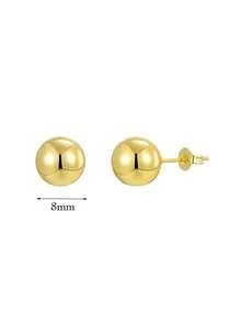 Charm-In 5.6.8.10mm 金色鍍圓球耳釘，簡約拋光球形女款日常佩戴飾品 - 金色 - 查看 10