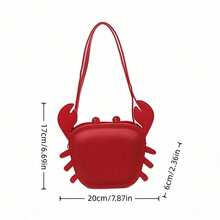 3D Crab Shoulder Bag Crossbody Bag, Crayfish Shells Messenger Bag, Novelty Animal Shaped Hnadbag Purse Detachable Shoulder Bag For Women - 紅色 - 查看 3