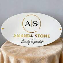 Custom Oval Wall Sign With Gold-Tone Bracket, Includes All Installation Materials, Customizable For Hair Salons, Outdoor Beauty Rooms, Lash Studios And Other Commercial Signage, Modern Decor For Specialty Shops - Multicolor - View 4